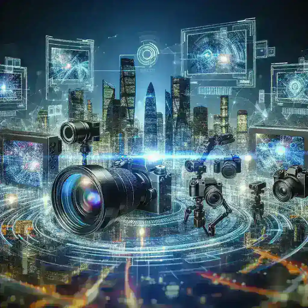"Imagen que ilustra la revolución de la inteligencia artificial en fotografía y video, mostrando un fotógrafo utilizando tecnología avanzada para transformar la creación visual en el contexto de la innovación digital."