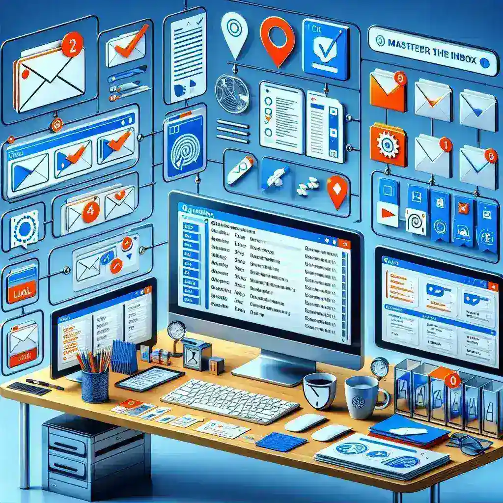 "Organización de correos electrónicos: imagen que muestra la interfaz de un gestor de correo con filtros y etiquetas, ilustrando cómo optimizar la bandeja de entrada y mejorar la productividad."